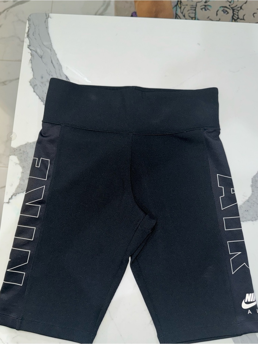 Nike Black Athletic Bike Shorts with White Side Logo